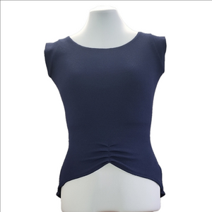 NADYA TOTO Navy high low cap sleeve round neck peplum top